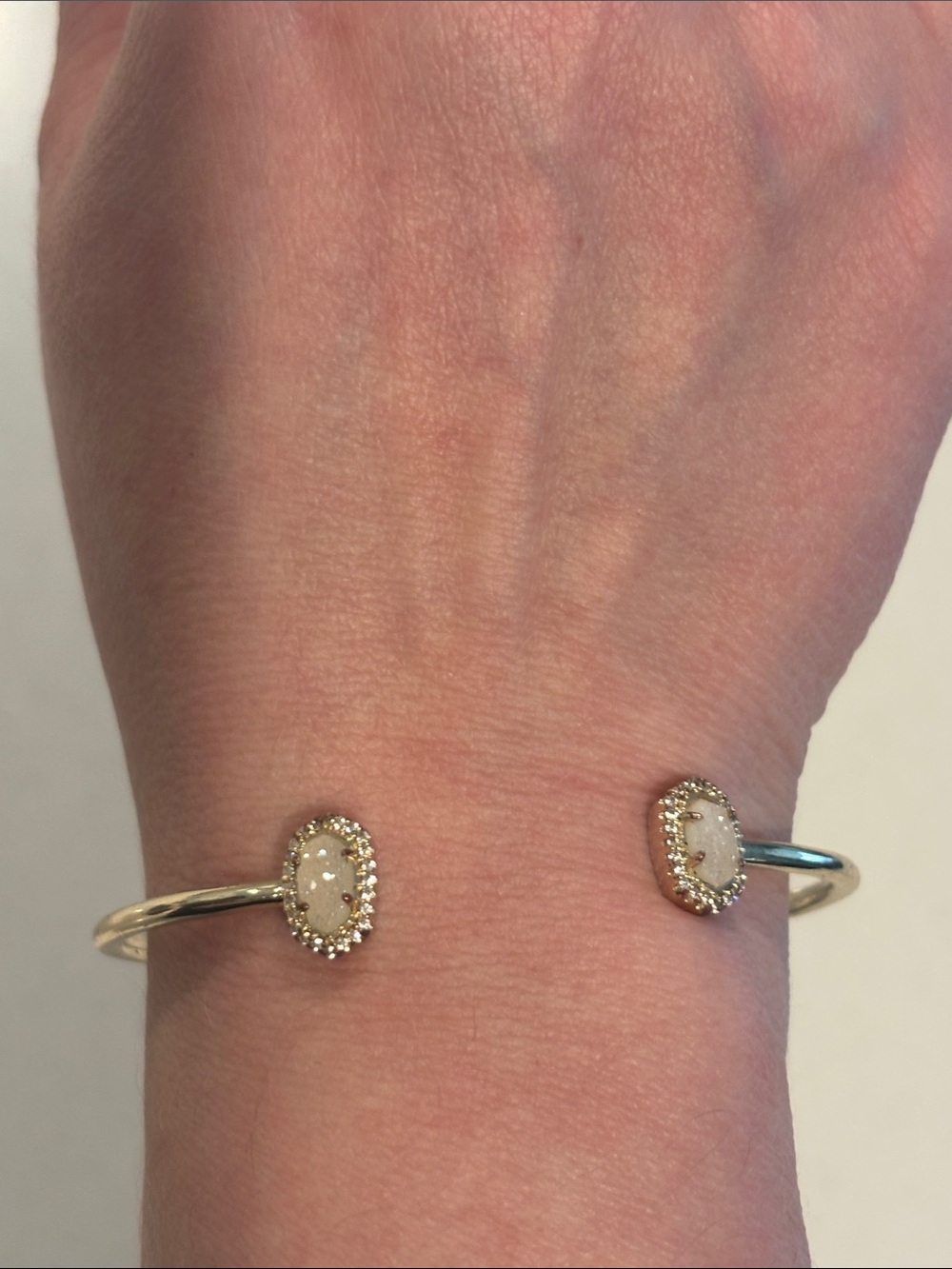 Kendra Scott Gold Open Cuff Bracelet with White Druzy Ovals